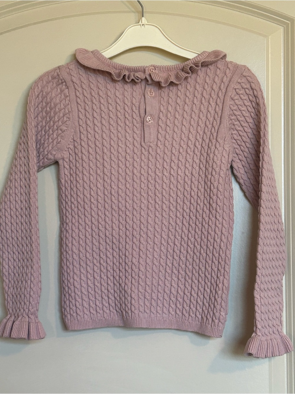 6X Edgehill Collection Cable Knit Ruffle Collar Sweater - Picture 3 of 5